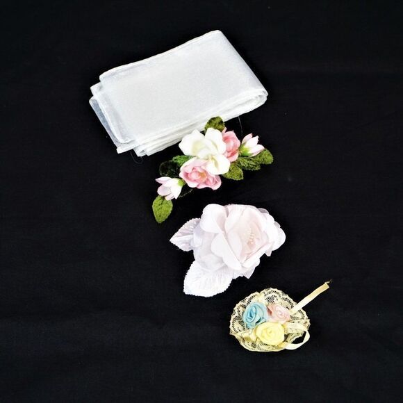 Estate Find Flower Decorations Bow Ribbon Appliques Craft Supply Wedding - Picture 3 of 11
